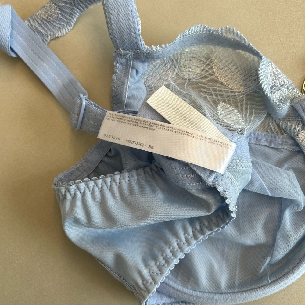 Prima Donna Soft Blue Unlined Underwire Lace Bra. Size 32E - Picture 11 of 11